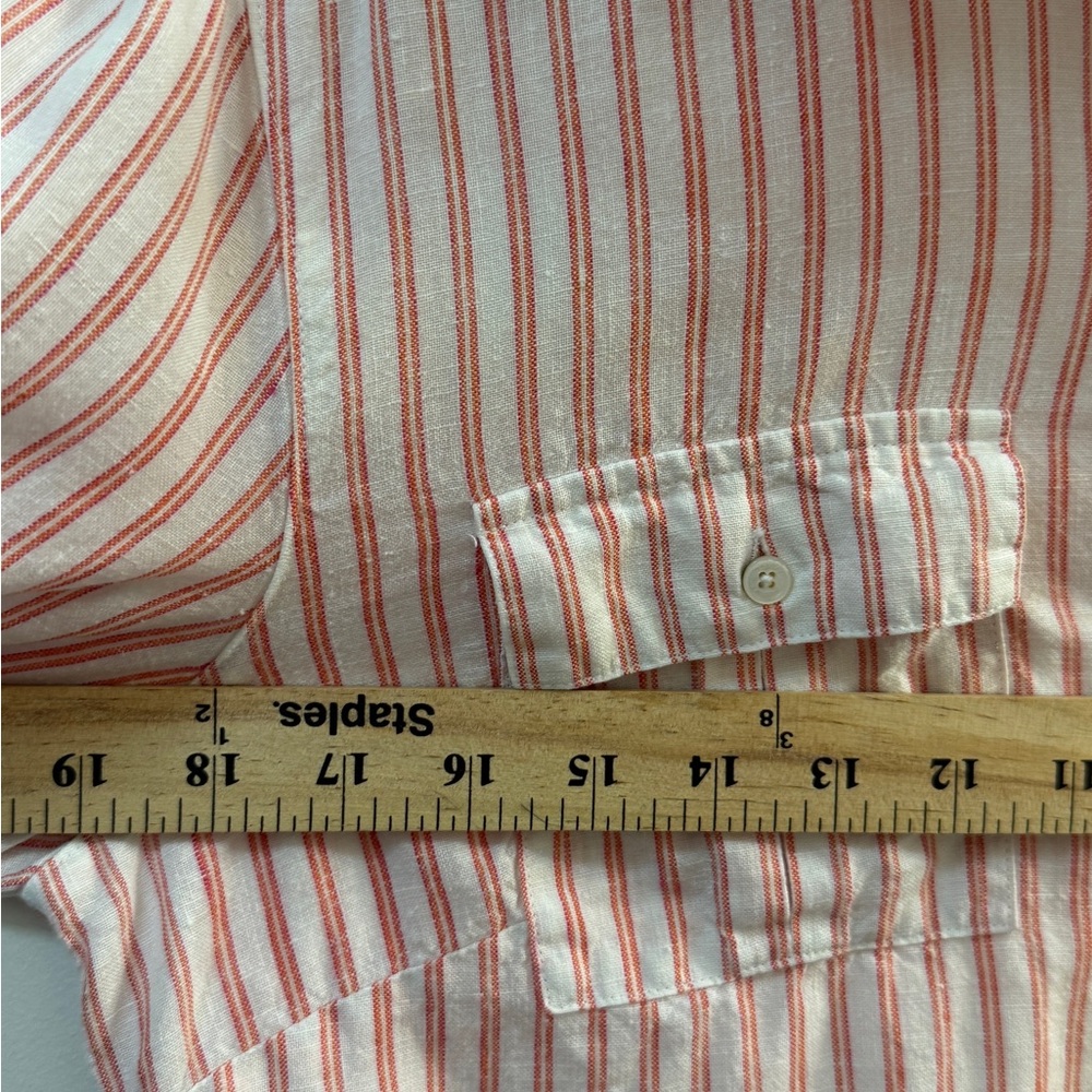 Tommy Bahama Pink Striped 100% Linen Button Down Shirt Small Petite SP - Picture 8 of 11